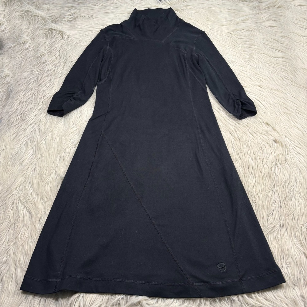 Mountain Hardwear Women's S Black Mock Neck Dress 3/4 Sleeve Hiking Camping